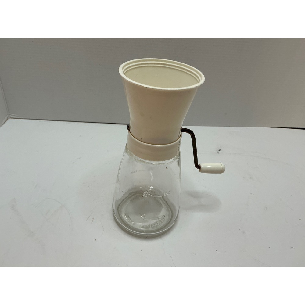 Federal Housewares Vintage Coffee‎ Grinder Manual Hand Crank Glass Jar Cream 8"